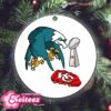 Congratulations Kansas City Chiefs With Three-Peat Super Bowl LVII-LVIII-LIX Super Bowl LIX Champions And Cooking Philadelphia Eagles NFL Season 2024-2025 Christmas Gift Tree Decorations Ornament