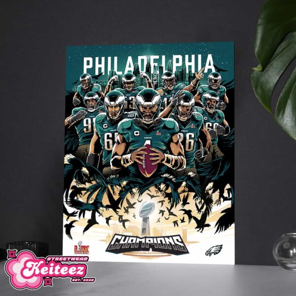 Philadelphia Eagles NFL Super Bowl LIX Champions Season 2024-2025 Poster By Ryan Lynn Design Poster Canvas