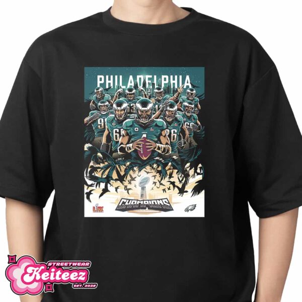 Philadelphia Eagles NFL Super Bowl LIX Champions Season 2024-2025 Poster By Ryan Lynn Design T-Shirt