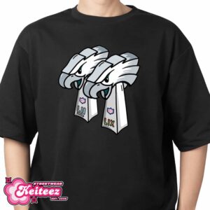 The Philadelphia Eagles Win Super Bowl 59 Congratulations Champions Of Super Bowl LIX 2024 NFL Merch Trophy Artwork By CornDoggyLOL T-Shirt