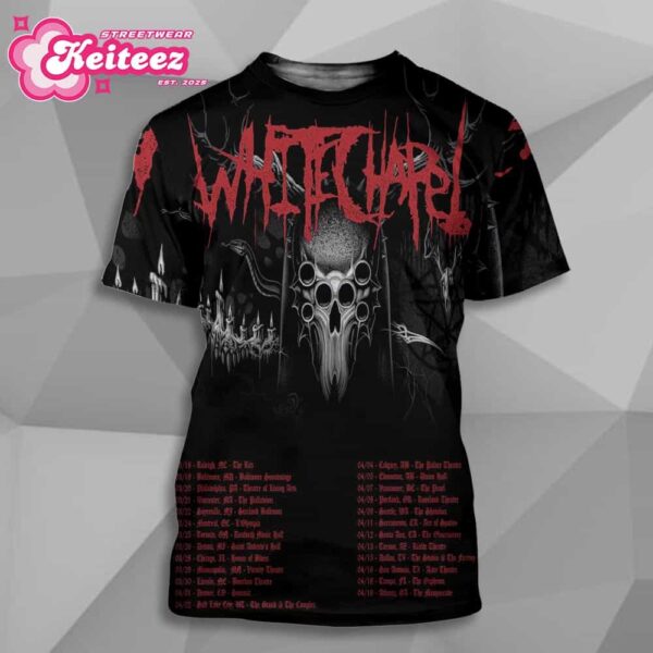 Whitechapel Hymns in Dissonance Tour 2025 Date List On March And April Unisex All Over Print T-Shirt